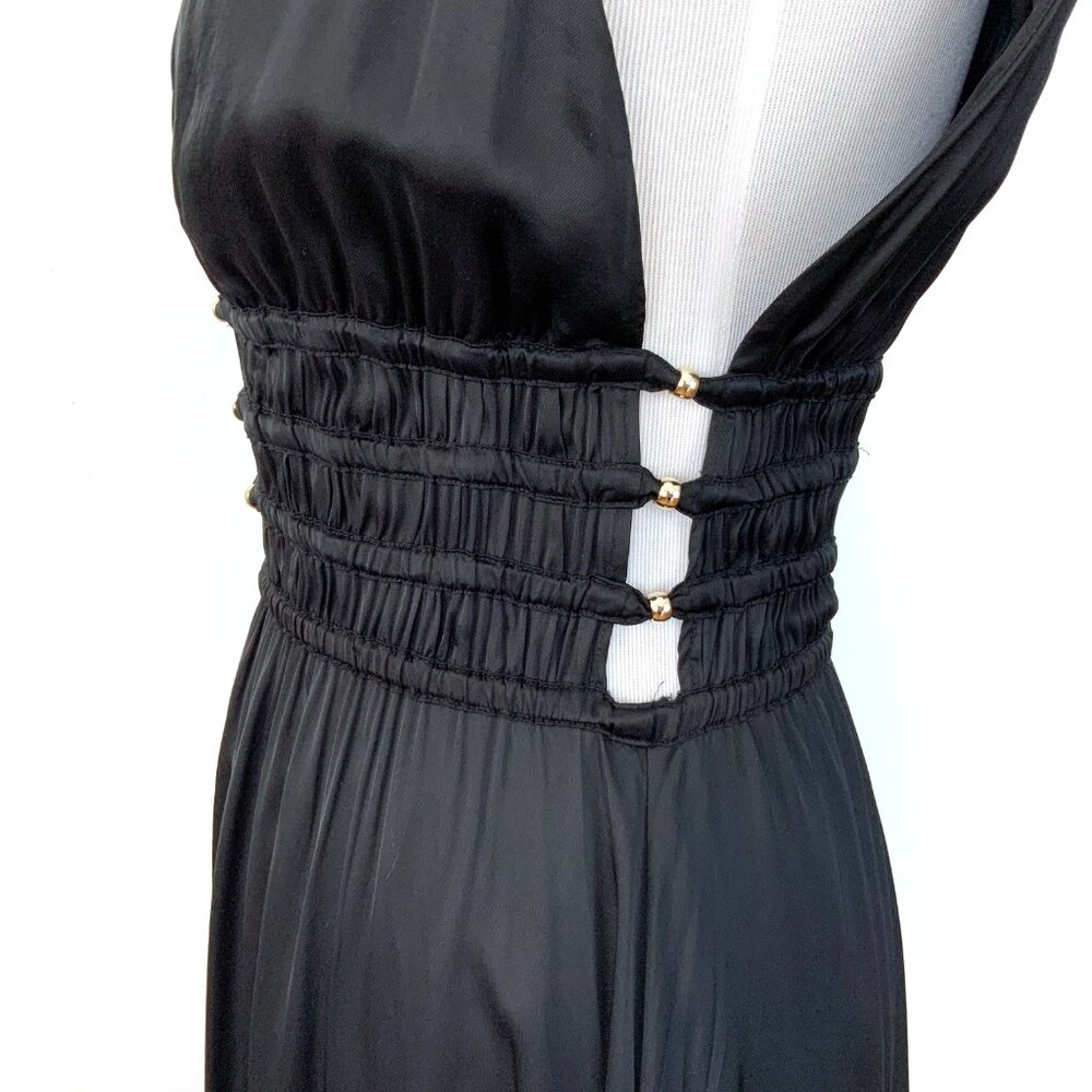 Maje Openwork Satin-Effect Black Maxi Dress Party Prom Sz 38 (4) - Picture 8 of 16